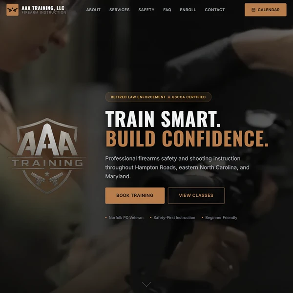 Screenshot of the AAA Training website