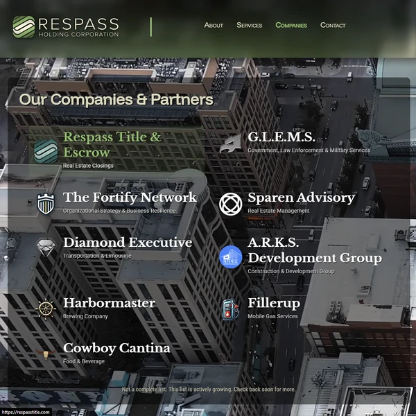 Screenshot of the Respass Holding Corp website